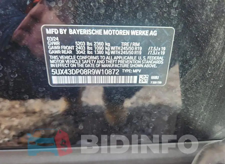 5UX43DP08R9W10872 Photo# 13
