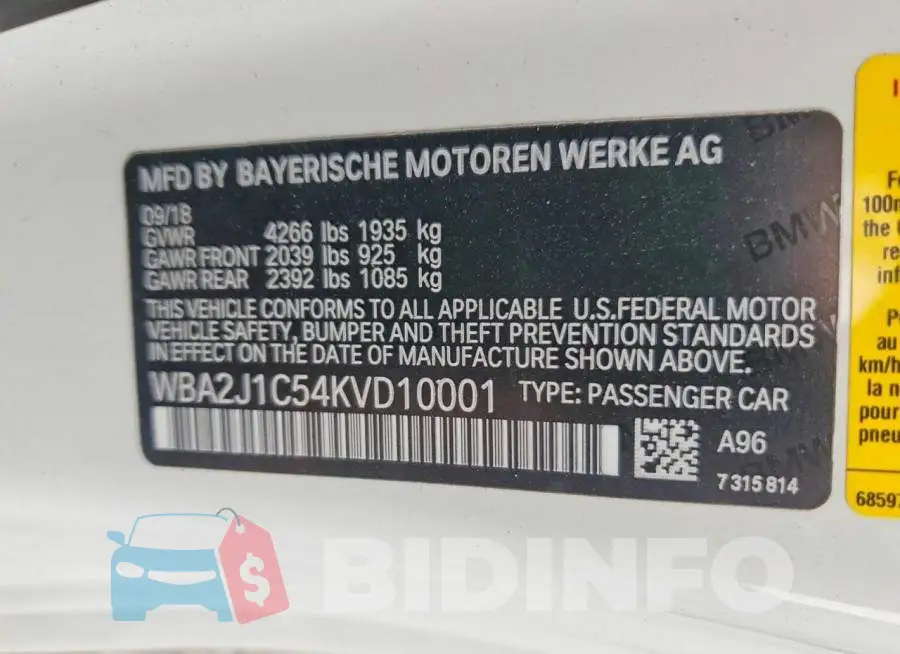 WBA2J1C54KVD10001 Photo# 13