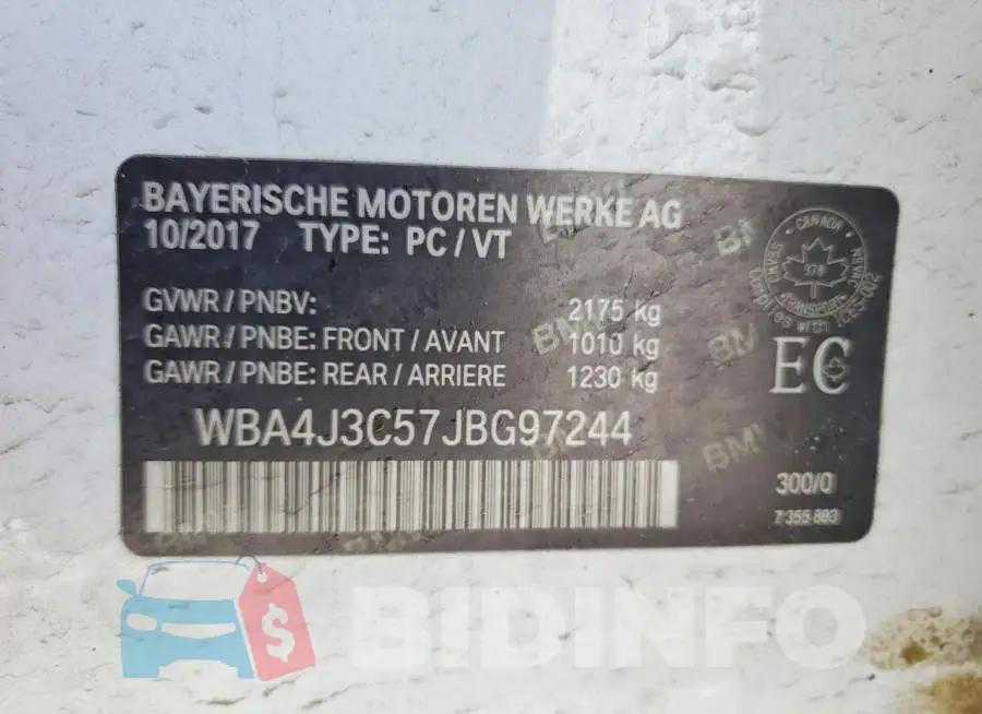 WBA4J3C57JBG97244 Photo# 12