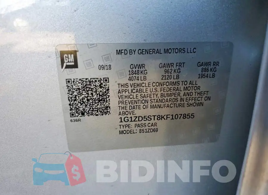 1G1ZD5ST8KF107855 Photo# 12