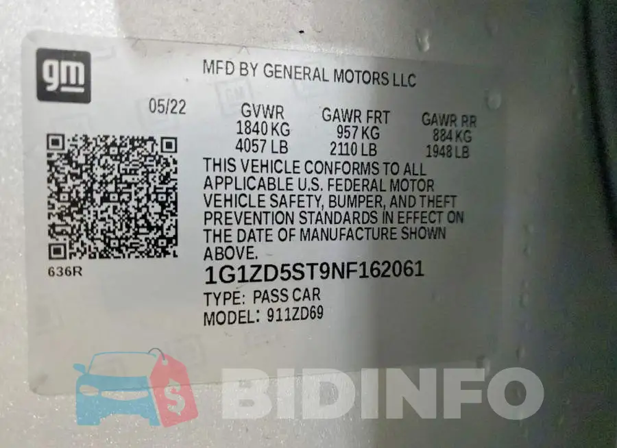 1G1ZD5ST9NF162061 Photo# 12