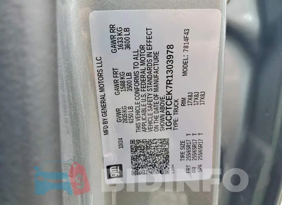 1GCPTCEK7R1303978 Photo# 12