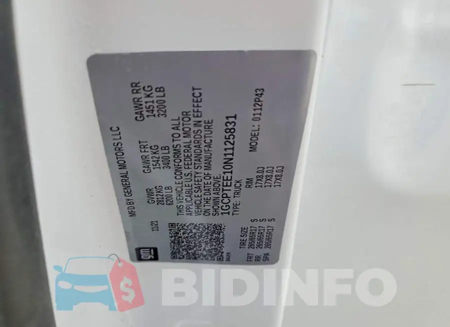 1GCPTEE10N1125831 Photo# 12