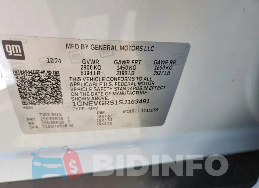 1GNEVGRS1SJ163491 Photo# 13
