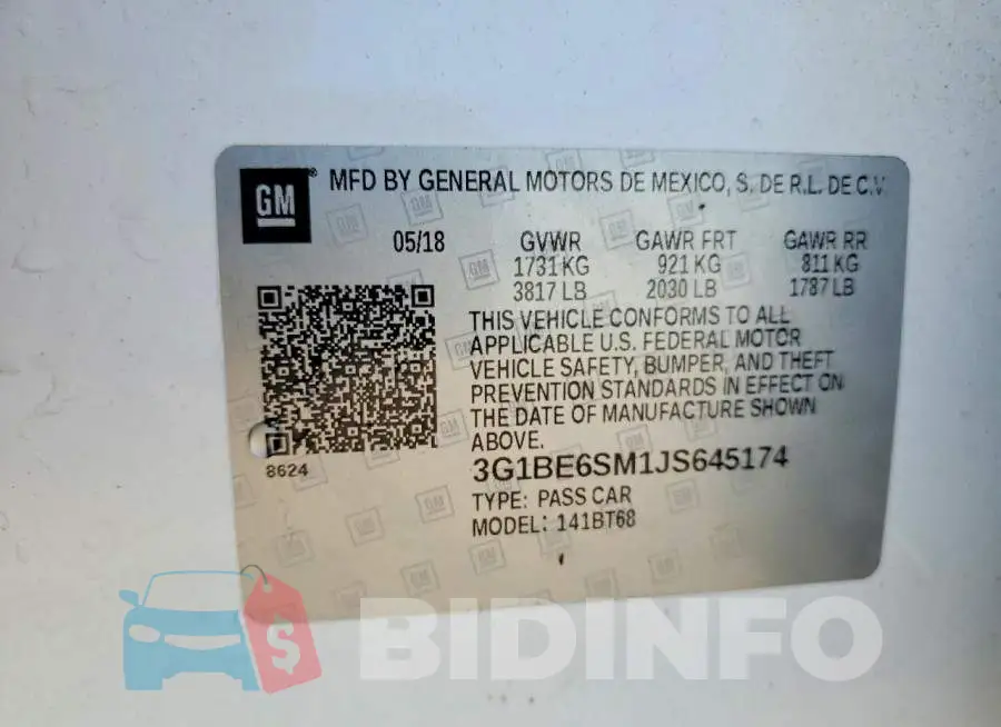 3G1BE6SM1JS645174 Photo# 12