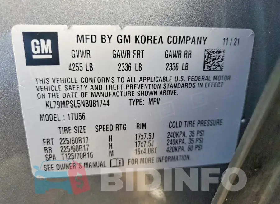 KL79MPSL5NB081744 Photo# 14