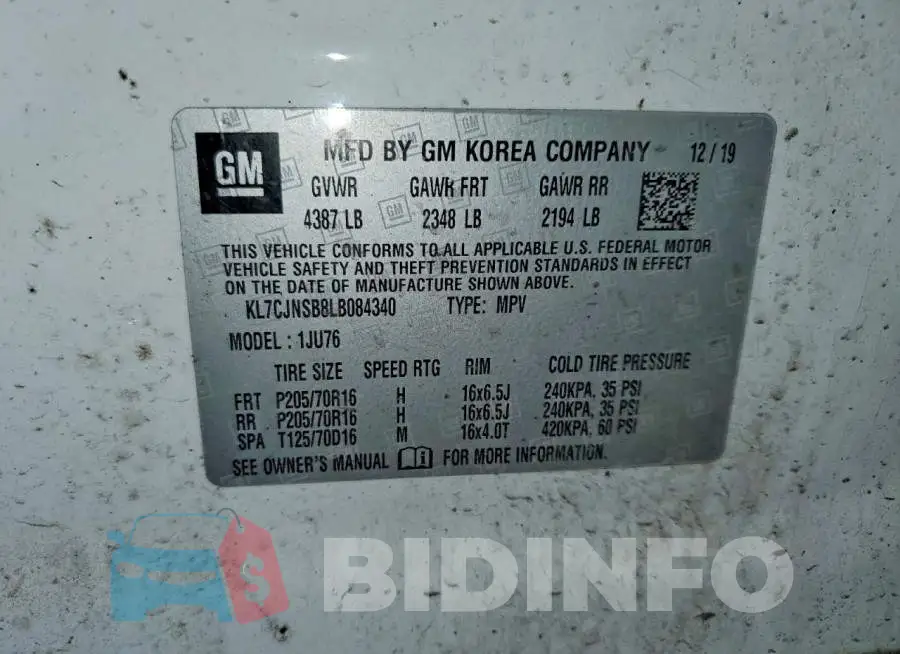 KL7CJNSB8LB084340 Photo# 13