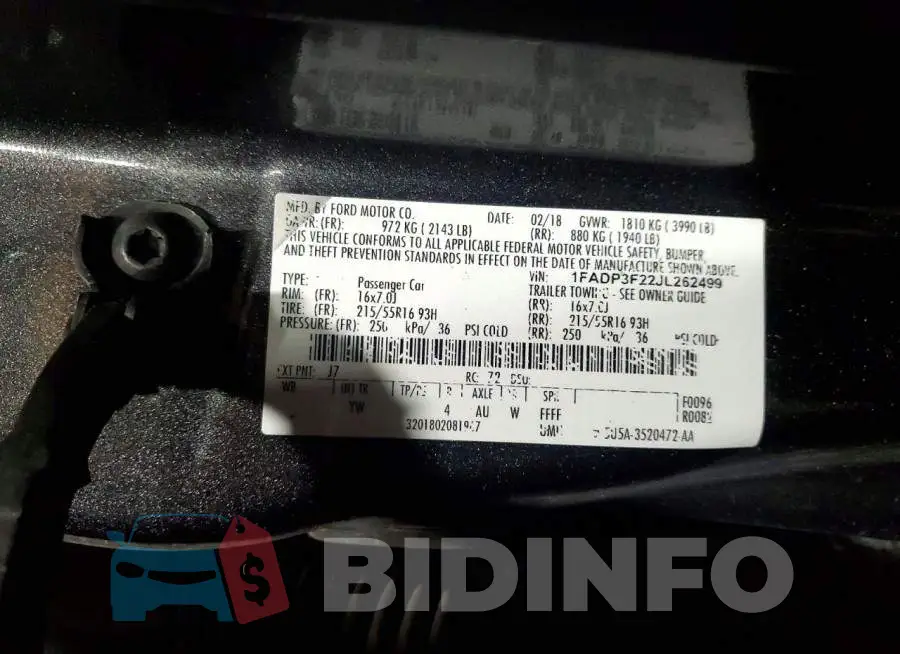1FADP3F22JL262499 Photo# 12