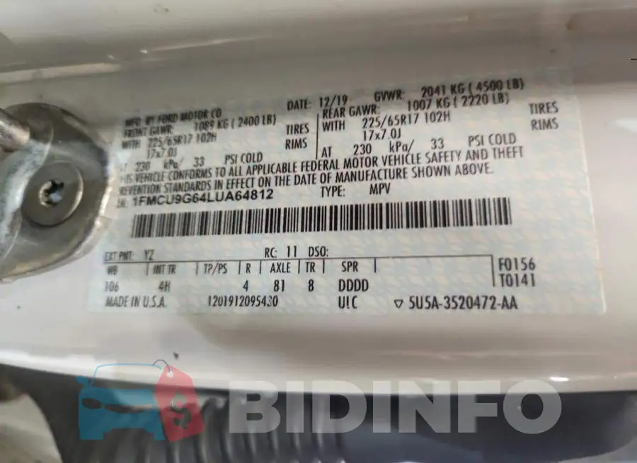 1FMCU9G64LUA64812 Photo# 13