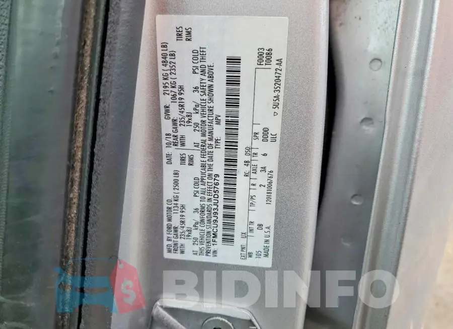 1FMCU9J93JUD57679 Photo# 14