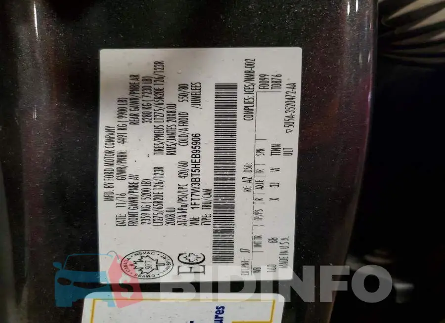 1FT7W3BT5HEB95906 Photo# 13