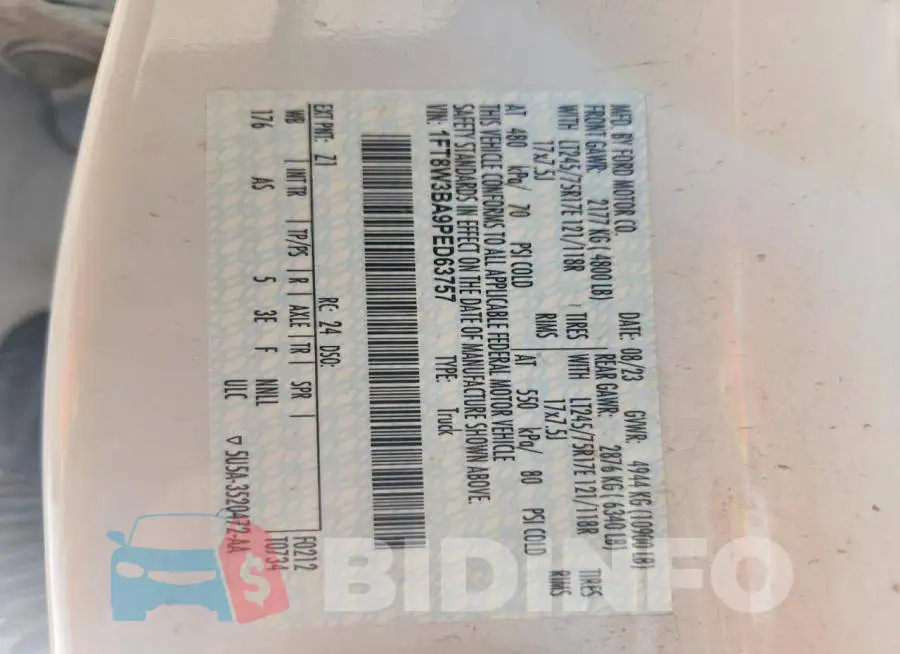 1FT8W3BA9PED63757 Photo# 12