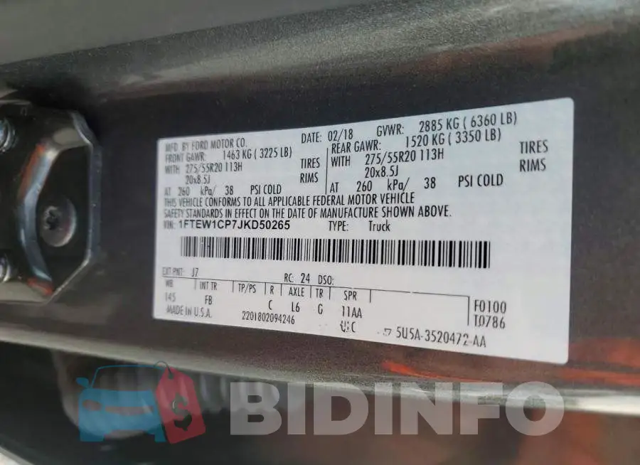 1FTEW1CP7JKD50265 Photo# 12