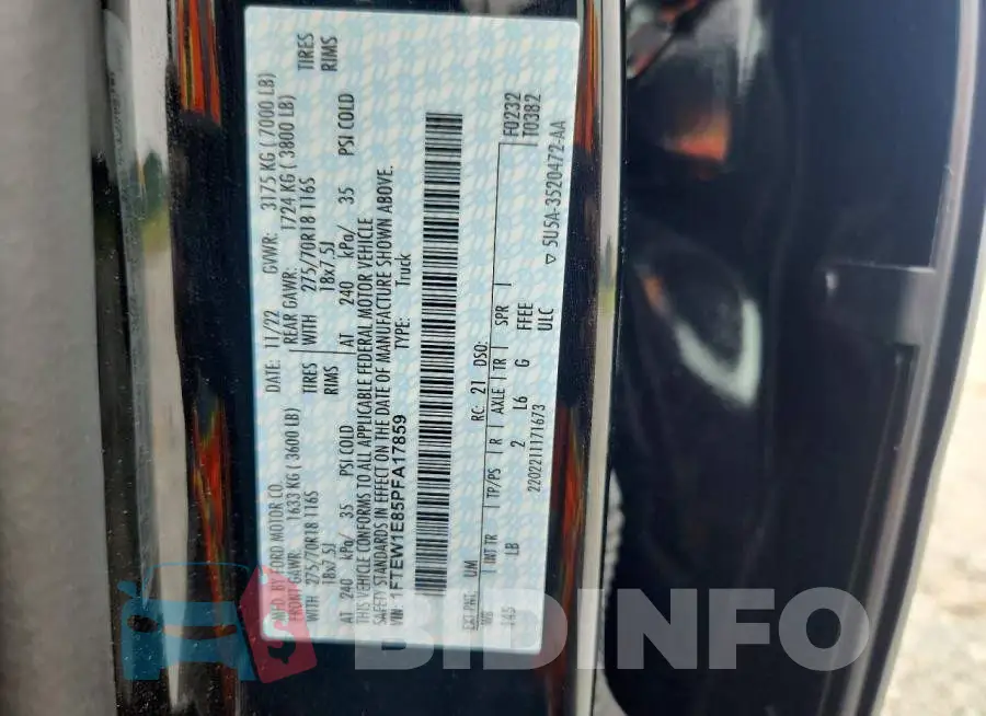 1FTEW1E85PFA17859 Photo# 12