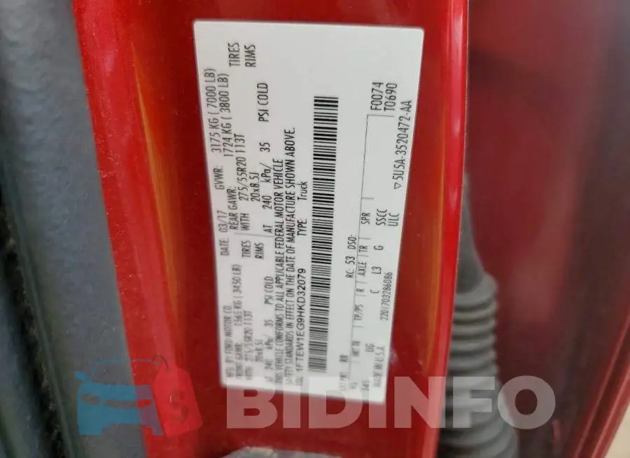 1FTEW1EG9HKD32079 Photo# 12