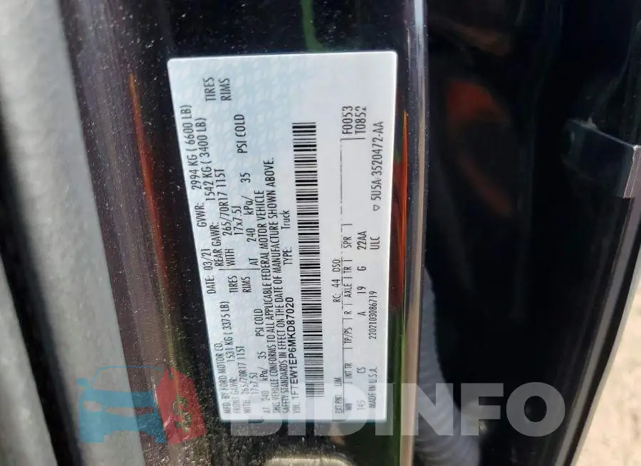 1FTEW1EP6MKD87020 Photo# 12