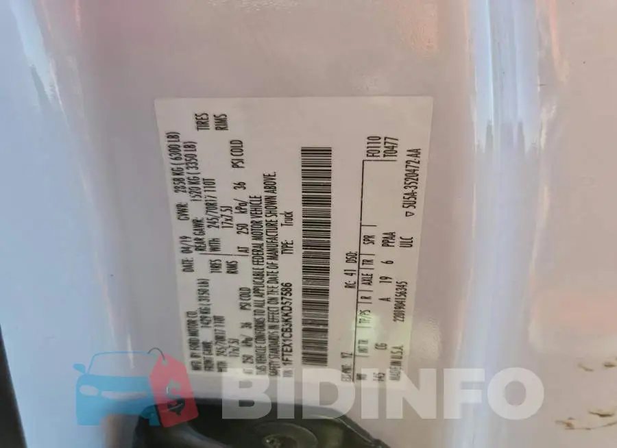 1FTEX1CB3KKD57586 Photo# 12