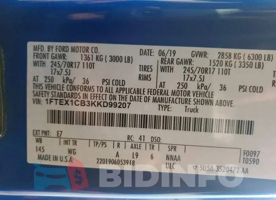 1FTEX1CB3KKD99207 Photo# 12