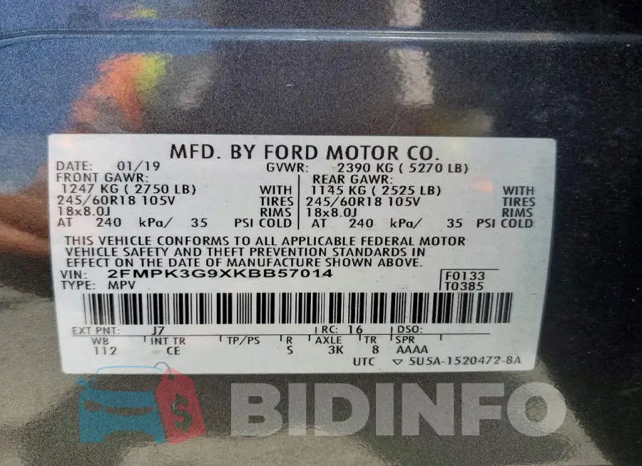 2FMPK3G9XKBB57014 Photo# 13