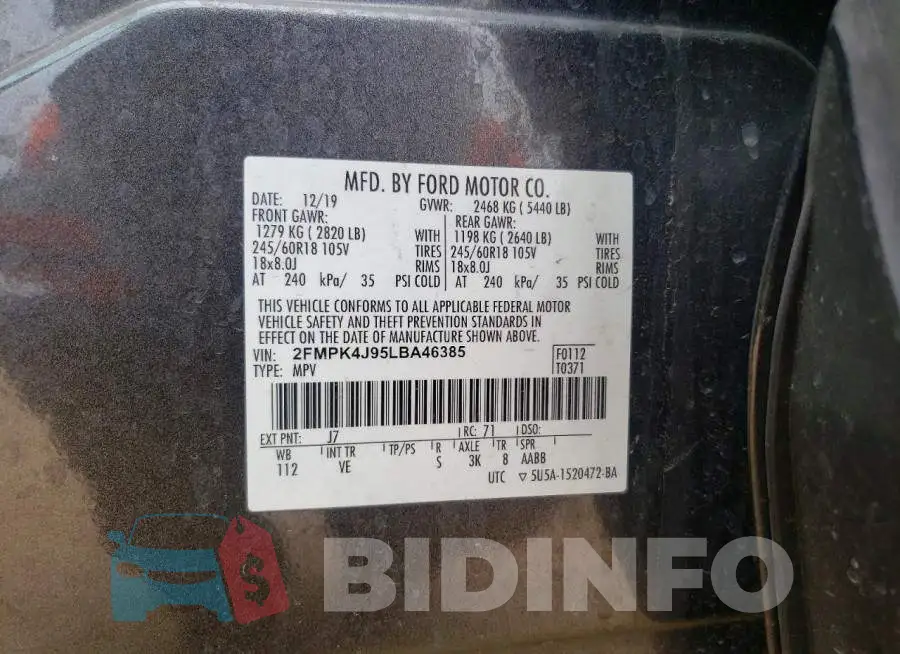 2FMPK4J95LBA46385 Photo# 13