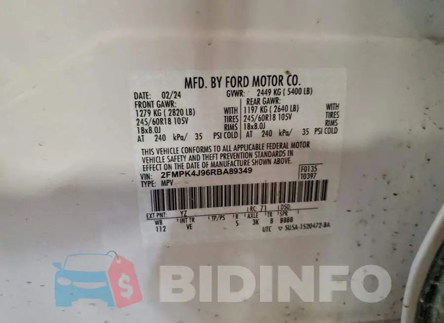 2FMPK4J96RBA89349 Photo# 12