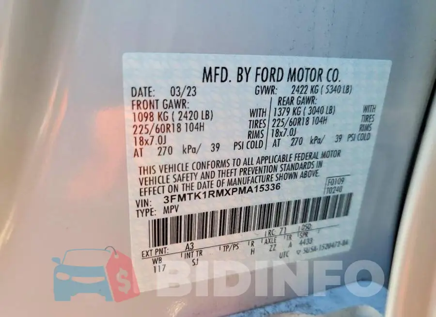 3FMTK1RMXPMA15336 Photo# 12