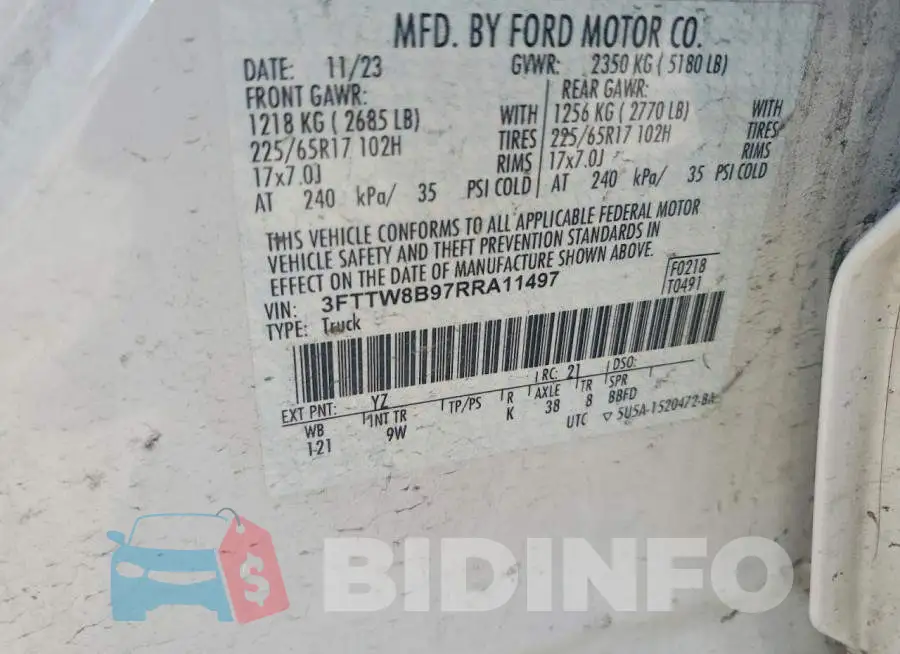 3FTTW8B97RRA11497 Photo# 12