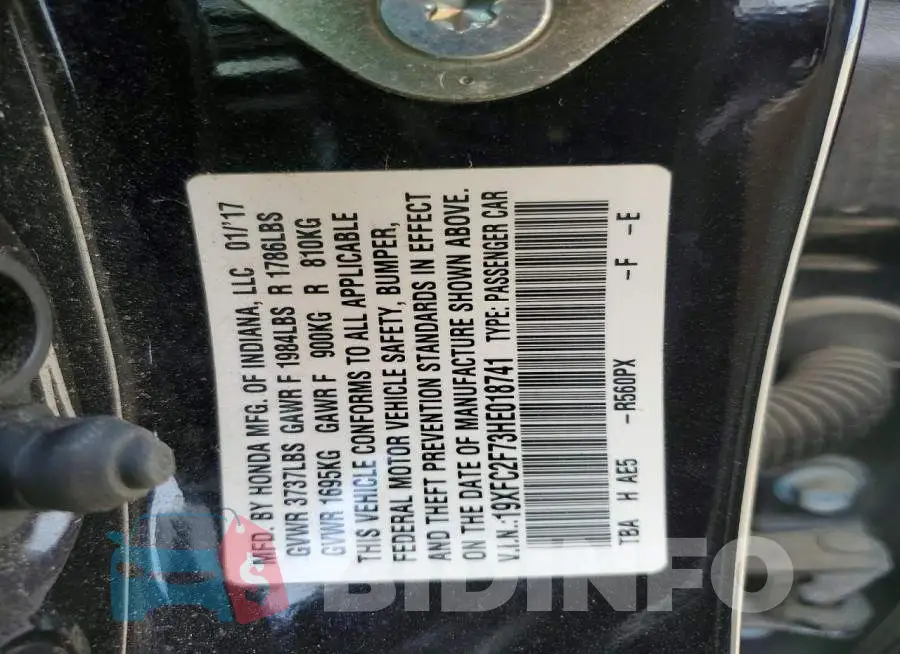 19XFC2F73HE018741 Photo# 12