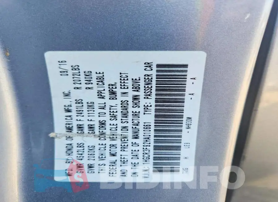 1HGCR3F92HA010661 Photo# 12