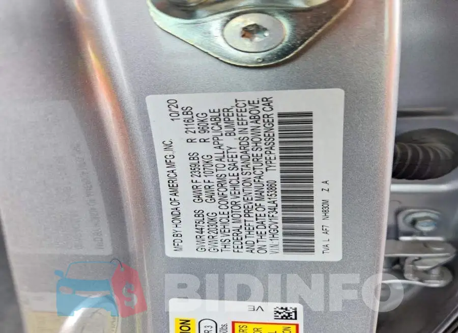 1HGCV1F34LA153860 Photo# 13