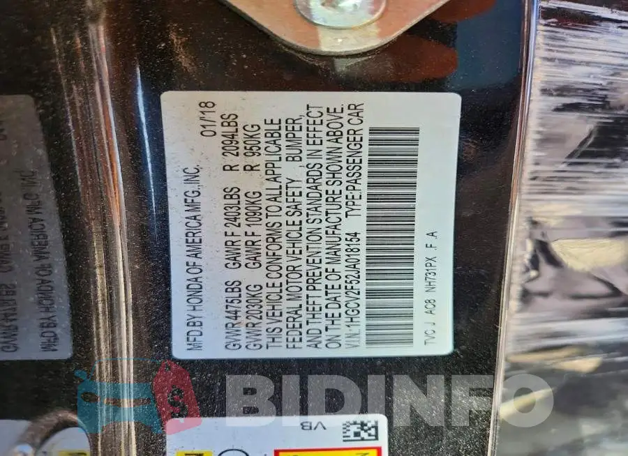 1HGCV2F52JA018154 Photo# 12