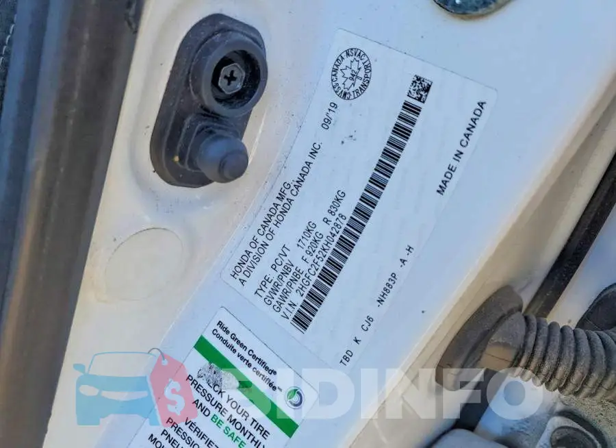 2HGFC2F52KH042878 Photo# 12