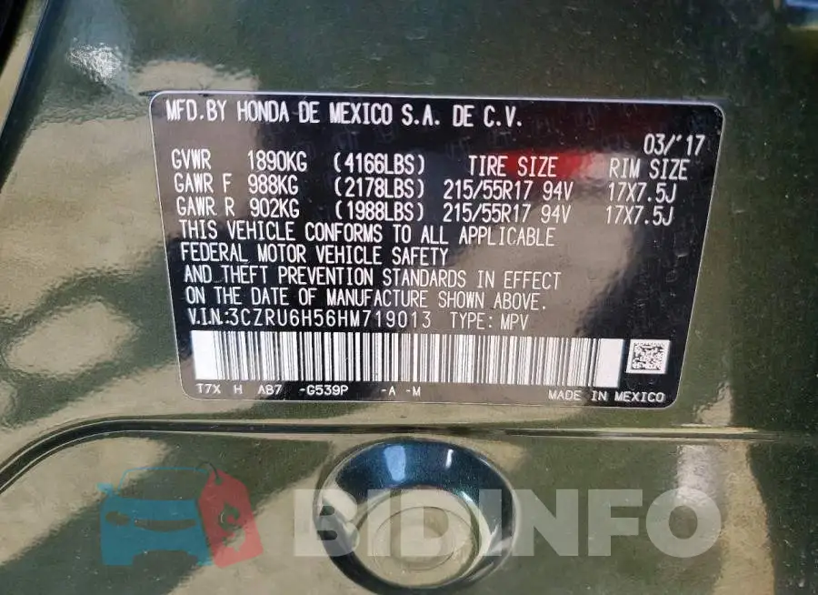 3CZRU6H56HM719013 Photo# 13