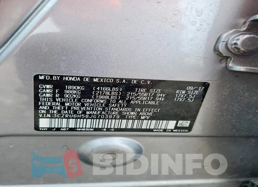3CZRU6H58JG703979 Photo# 12