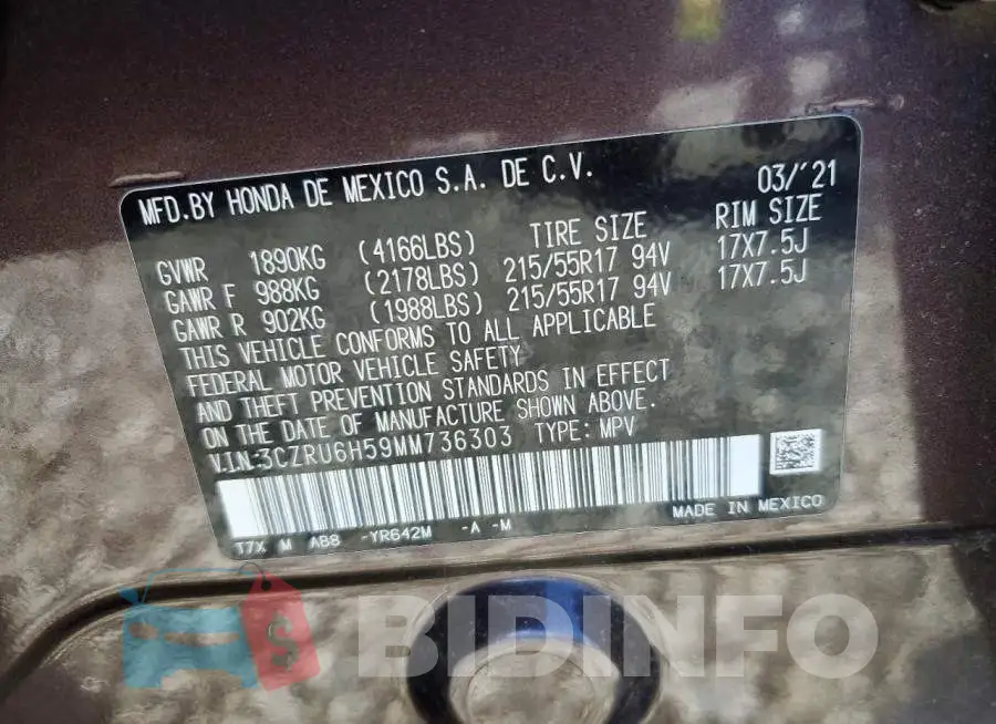 3CZRU6H59MM736303 Photo# 13