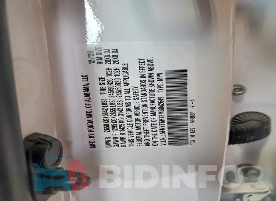 5FNYF6H72MB042649 Photo# 13