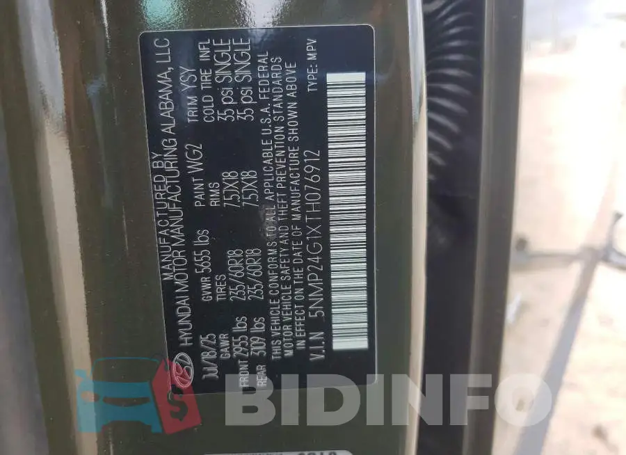 5NMP24G1XTH076912 Photo# 14