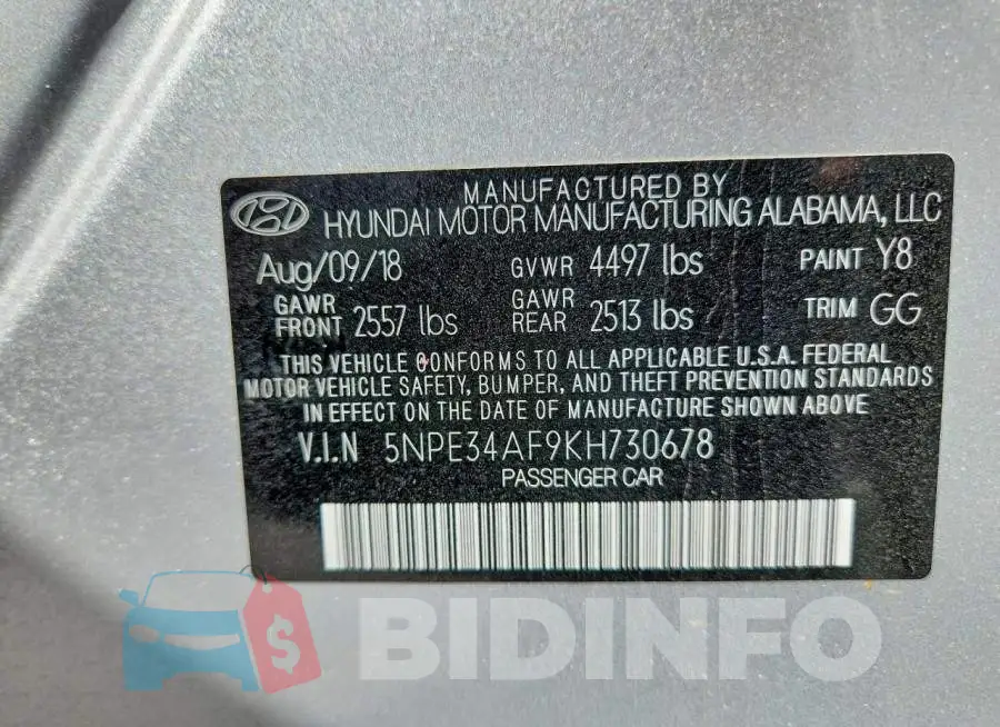 5NPE34AF9KH730678 Photo# 13