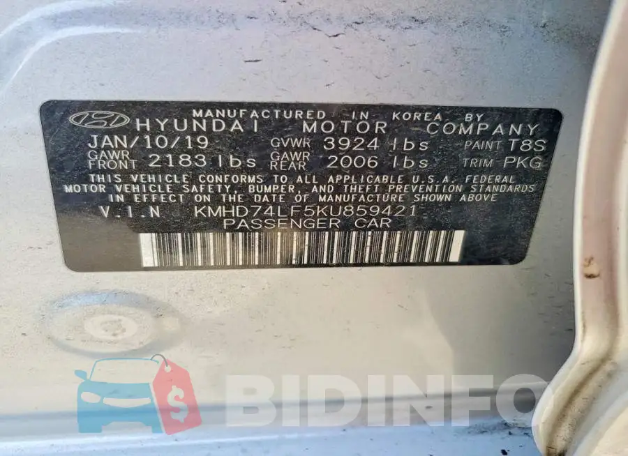 KMHD74LF5KU859421 Photo# 12