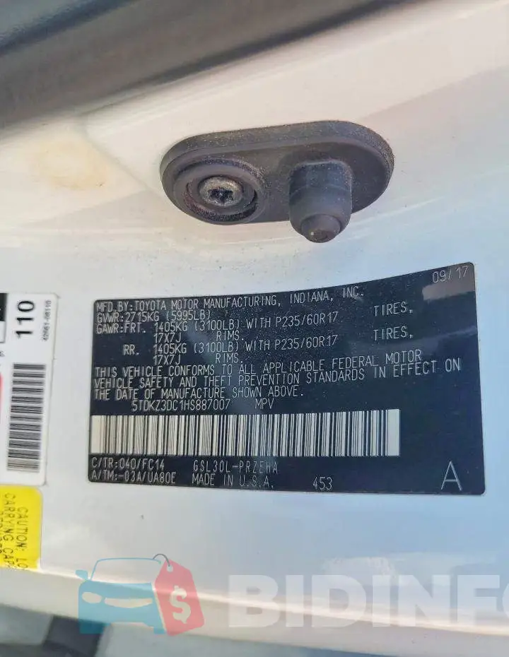 5TDKZ3DC1HS887007 Photo# 13