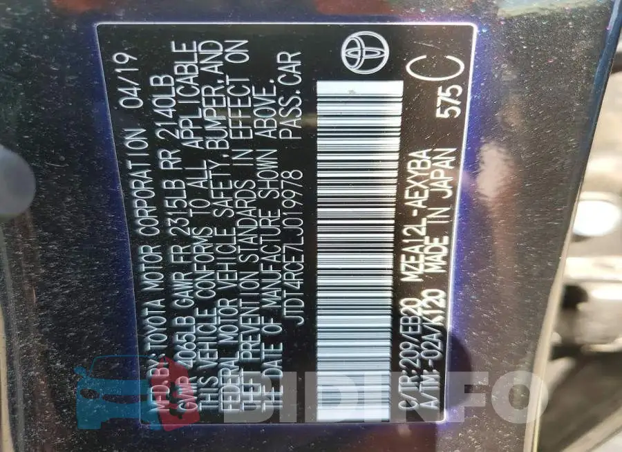 JTDT4RCE7LJ019978 Photo# 12