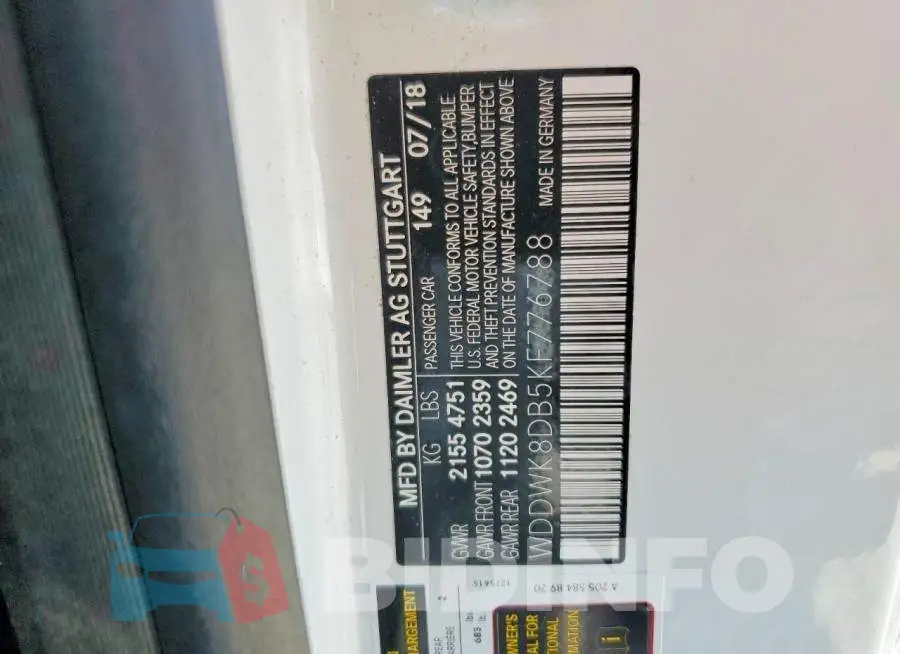 WDDWK8DB5KF776788 Photo# 13