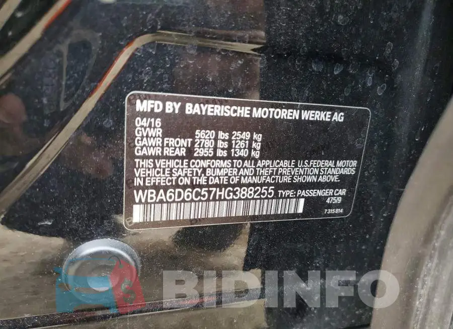 WBA6D6C57HG388255 Photo# 12