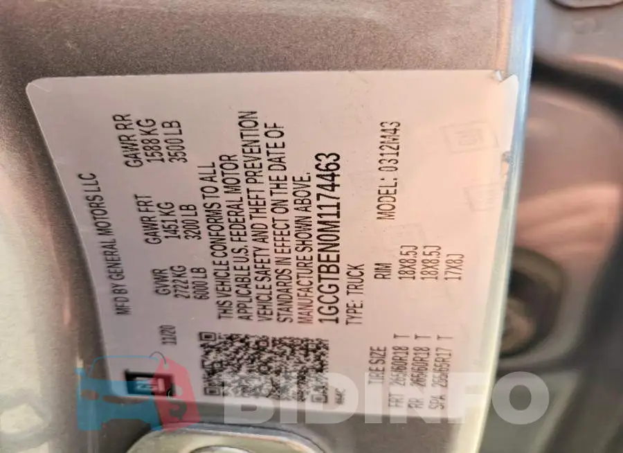 1GCGTBEN0M1174463 Photo# 13