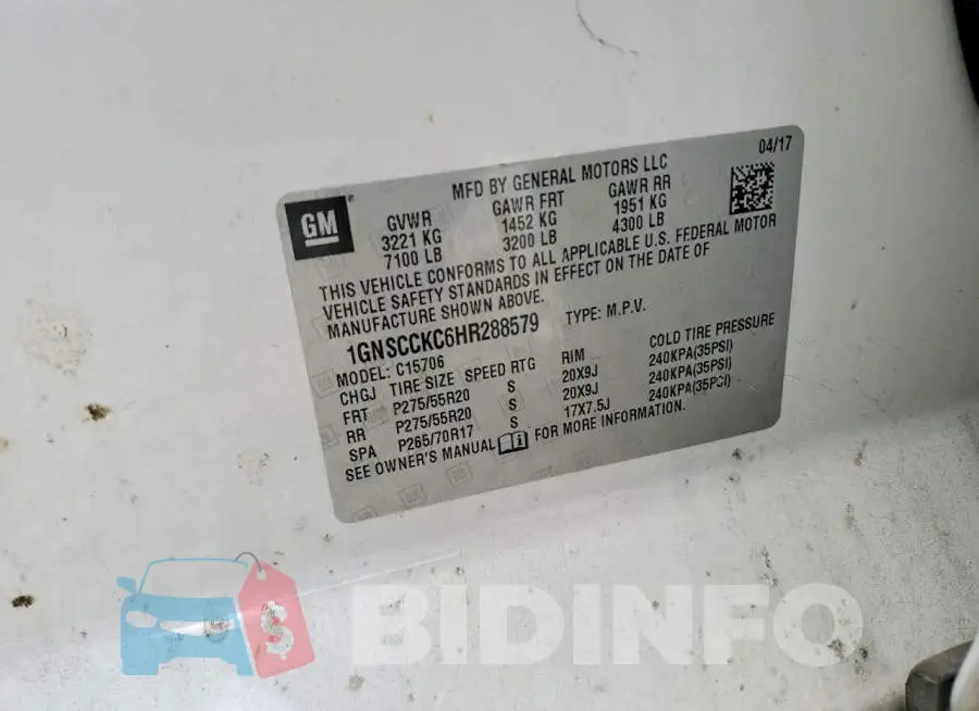 1GNSCCKC6HR288579 Photo# 13