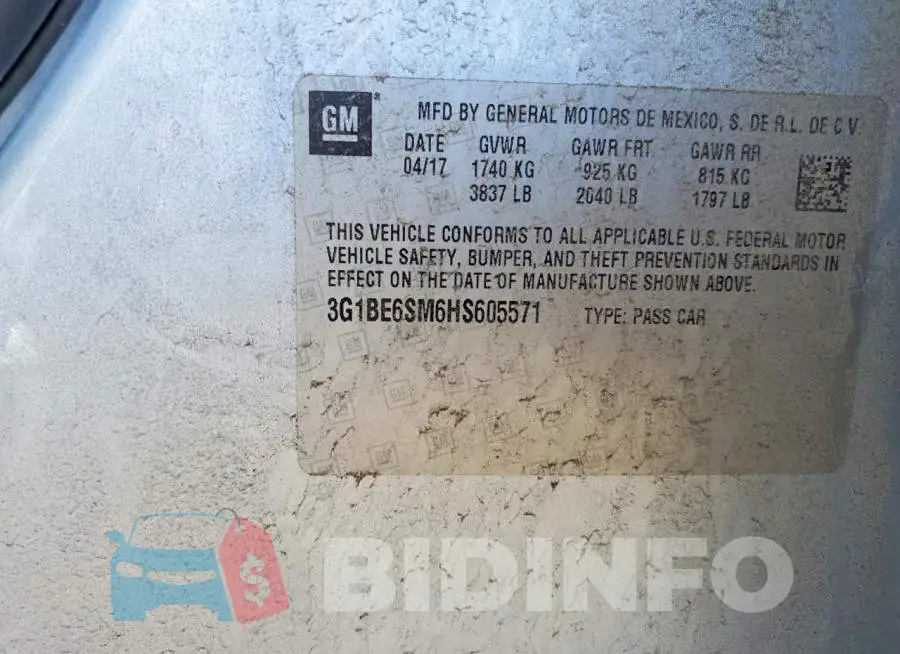 3G1BE6SM6HS605571 Photo# 12