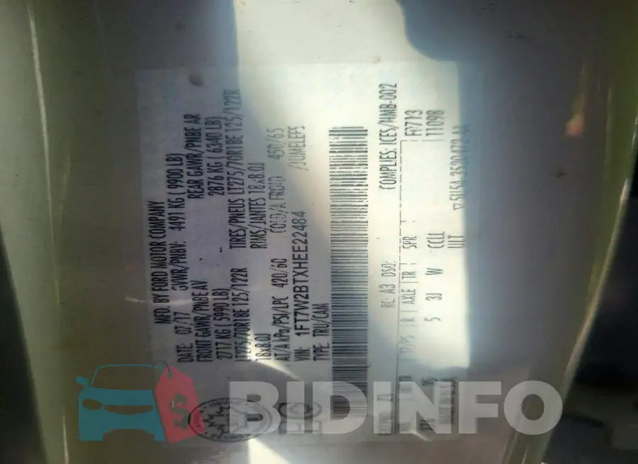 1FT7W2BTXHEE22484 Photo# 12