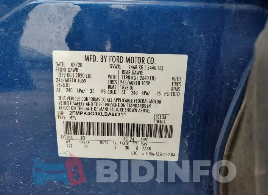 2FMPK4G9XLBA90311 Photo# 13