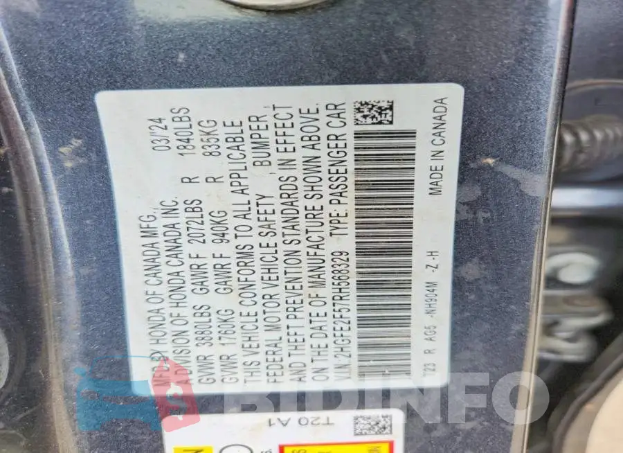 2HGFE2F57RH568329 Photo# 12