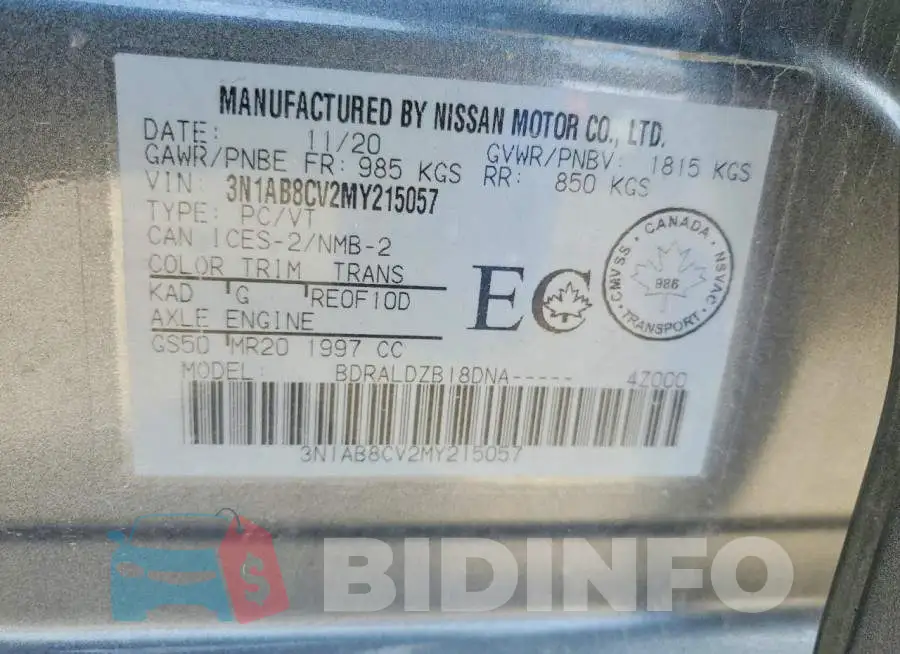 3N1AB8CV2MY215057 Photo# 12